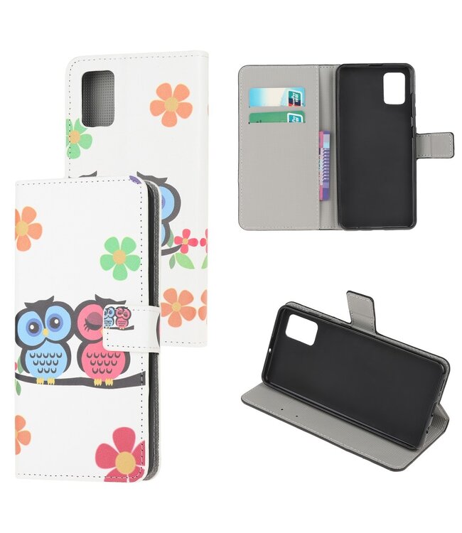 Uilen en Bloemen Bookcase Hoesje voor de Samsung Galaxy A51