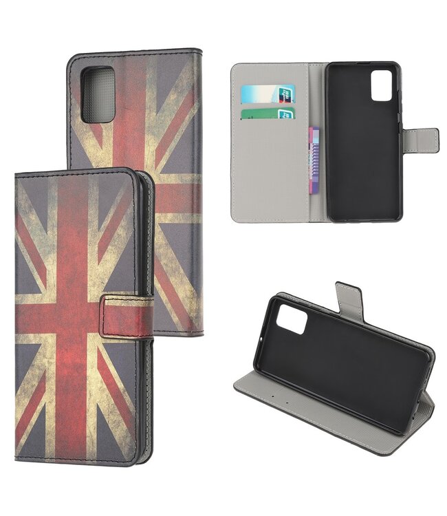 Retro UK Flag Bookcase Hoesje voor de Samsung Galaxy A51