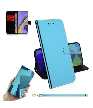 Blauw Spiegel Bookcase Hoesje Samsung Galaxy A51