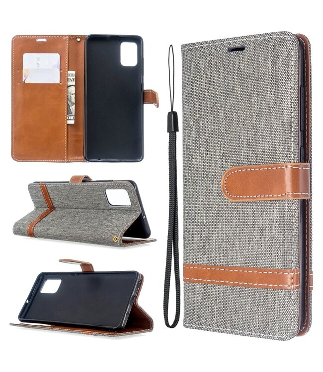 Grijs Jeans Bookcase Hoesje voor de Samsung Galaxy A51