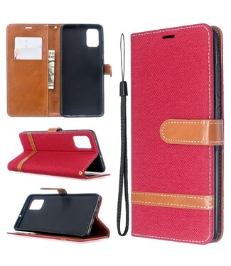 Rood Jeans Bookcase Hoesje Samsung Galaxy A51