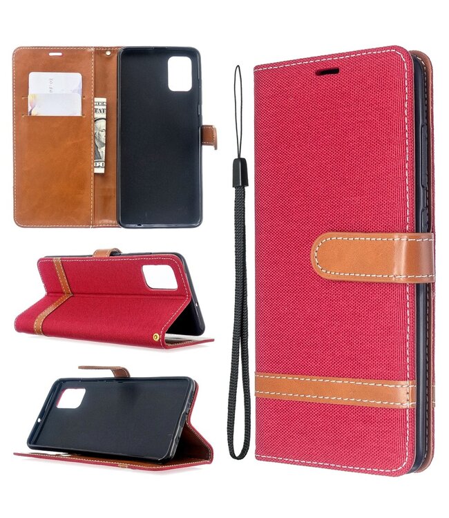 Rood Jeans Bookcase Hoesje voor de Samsung Galaxy A51