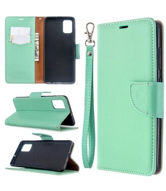 Turquoise Litchee Bookcase Hoesje Samsung Galaxy A51
