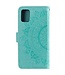 Turquoise Flower Design Bookcase Hoesje voor de Samsung Galaxy A51