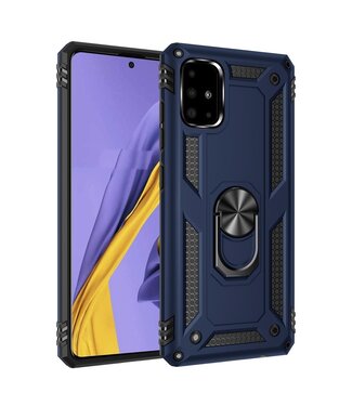 Donkerblauw Kickstand Hybrid Hoesje Samsung Galaxy A51