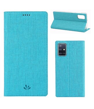 Blauw Stoffen Bookcase Hoesje Samsung Galaxy A51