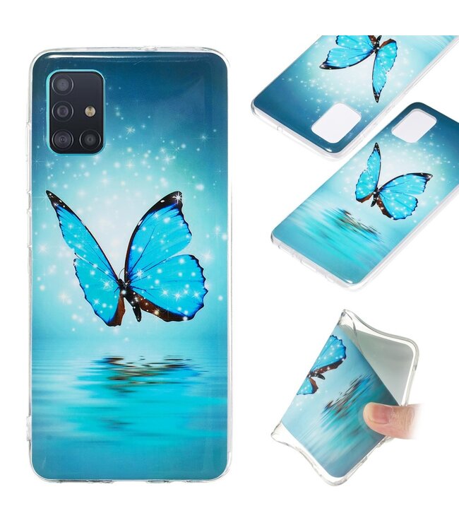 Blauwe Vlinder TPU Hoesje voor de Samsung Galaxy A51