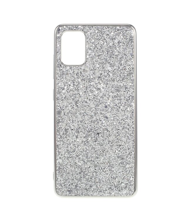 Zilver Glitter Hybrid Hoesje voor de Samsung Galaxy A51