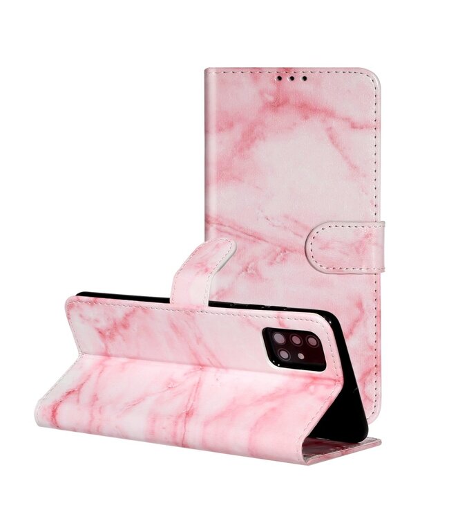 Roze Marmer Bookcase Hoesje voor de Samsung Galaxy A51