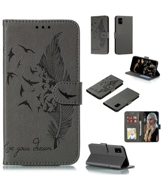 Grijs Litchee Bookcase Hoesje Samsung Galaxy A51