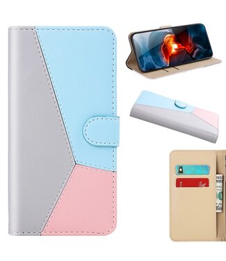 Grijs / Roze / Blauw Bookcase Hoesje Samsung Galaxy A51