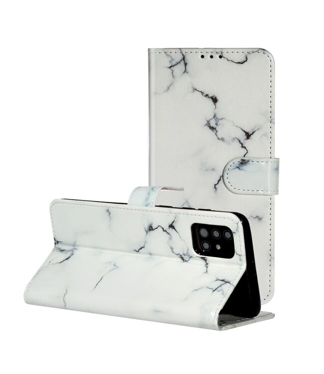 Wit Marmer Bookcase Hoesje voor de Samsung Galaxy A51