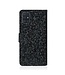 Zwart Glitter Bookcase Hoesje voor de Samsung Galaxy A51