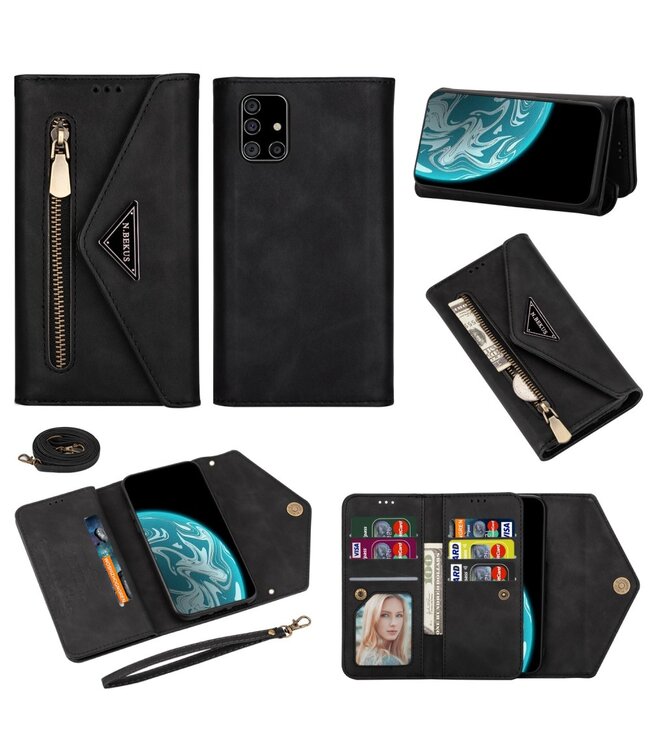 Zwart Wallet Bookcase Hoesje voor de Samsung Galaxy A51