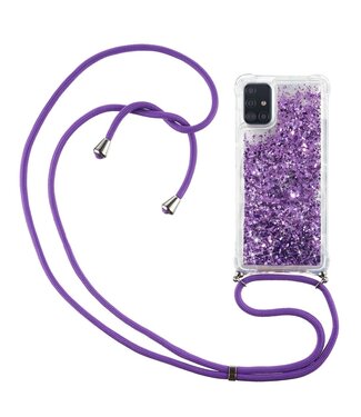 Paars Glitter en Koord TPU Hoesje Samsung Galaxy A51