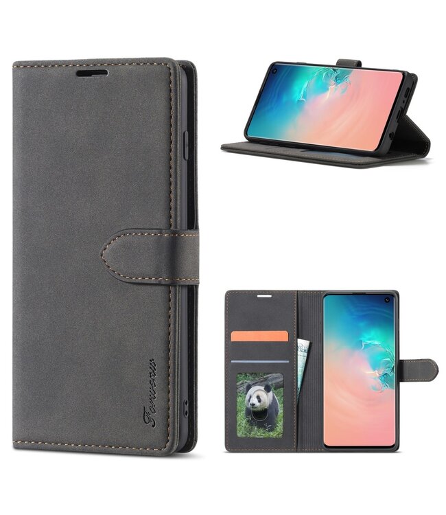 Forwenw Zwart Wallet Bookcase Hoesje voor de Samsung Galaxy A51