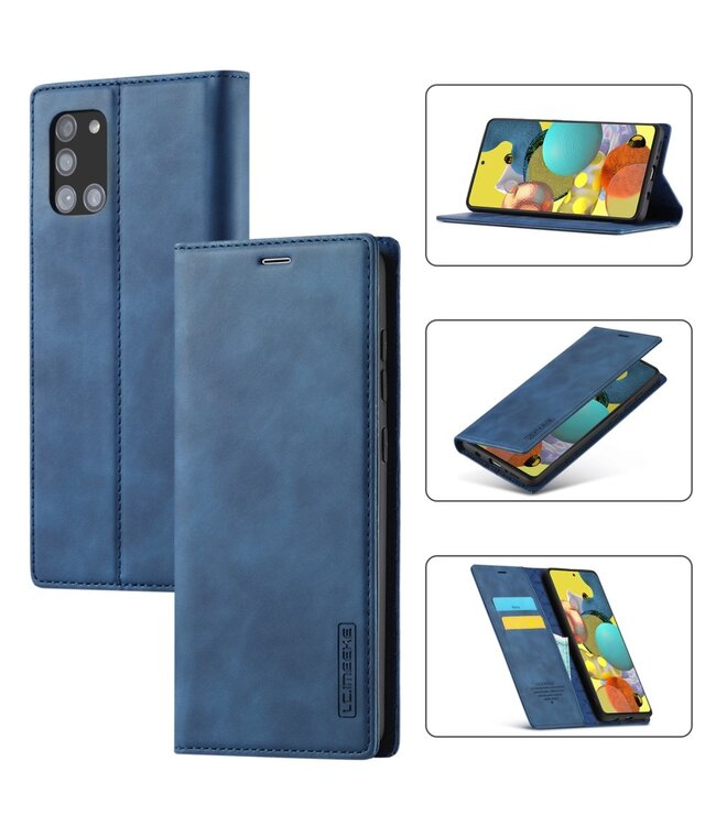 LC.IMEEKE Blauw Bookcase Hoesje voor de Samsung Galaxy A51