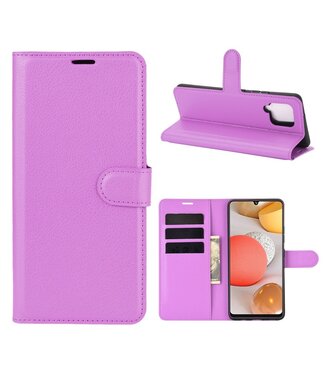 Paars Litchee Bookcase Hoesje Samsung Galaxy A42