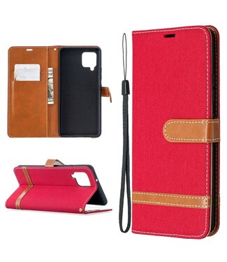 Rood Jeans Bookcase Hoesje Samsung Galaxy A42