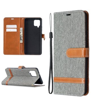 Grijs Jeans Bookcase Hoesje Samsung Galaxy A42