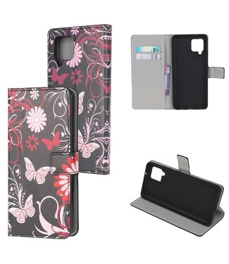 Vlinders en Bloemen Bookcase Hoesje Samsung Galaxy A42