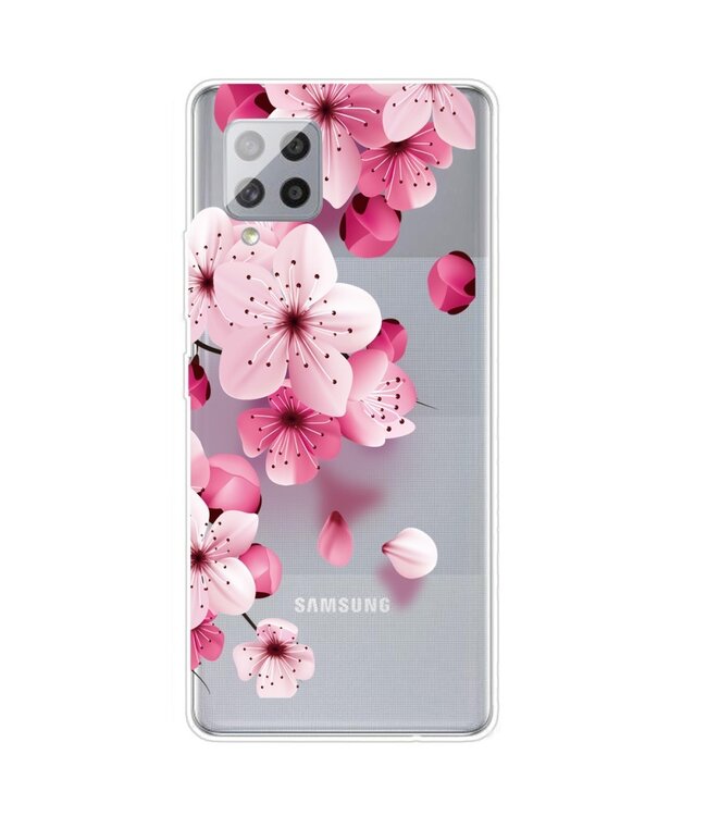 Rode Bloemen TPU Hoesje voor de Samsung Galaxy A42