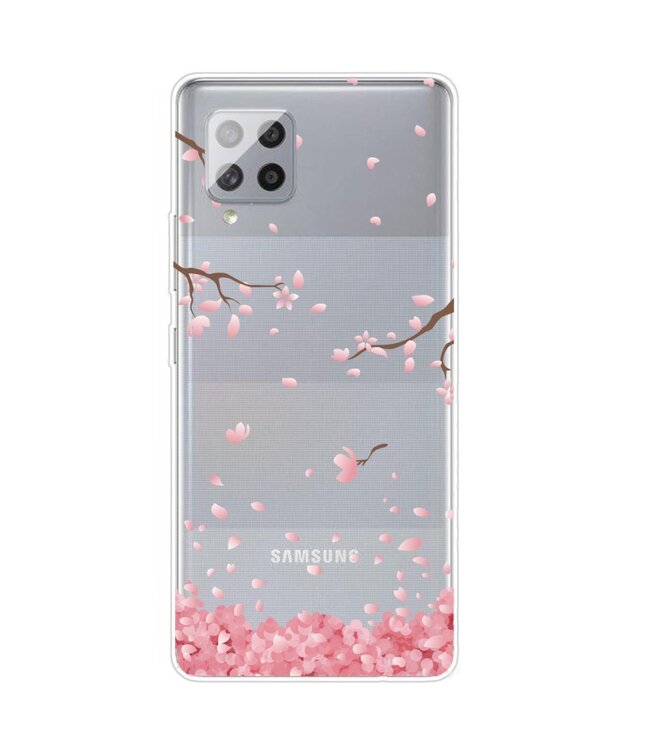 Roze Bloemen TPU Hoesje voor de Samsung Galaxy A42
