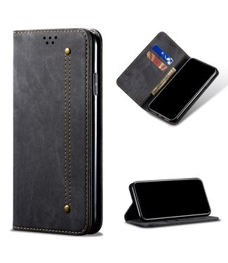 Zwart Jeans Bookcase Hoesje Samsung Galaxy A42