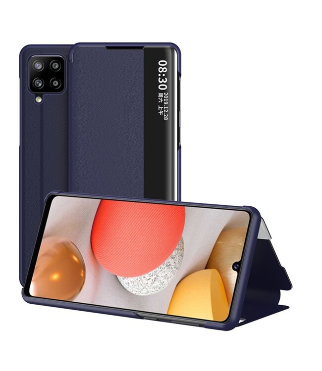 Donkerblauw Venster Bookcase Hoesje voor de Samsung Galaxy A42