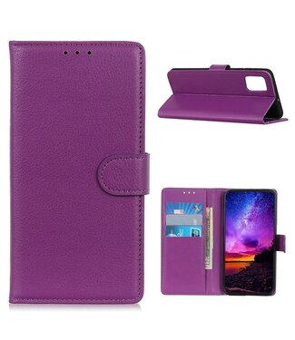 Paars Litchee Bookcase Hoesje Samsung Galaxy A42