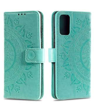 Turquoise Bloemen Design Bookcase Hoesje Samsung Galaxy A41