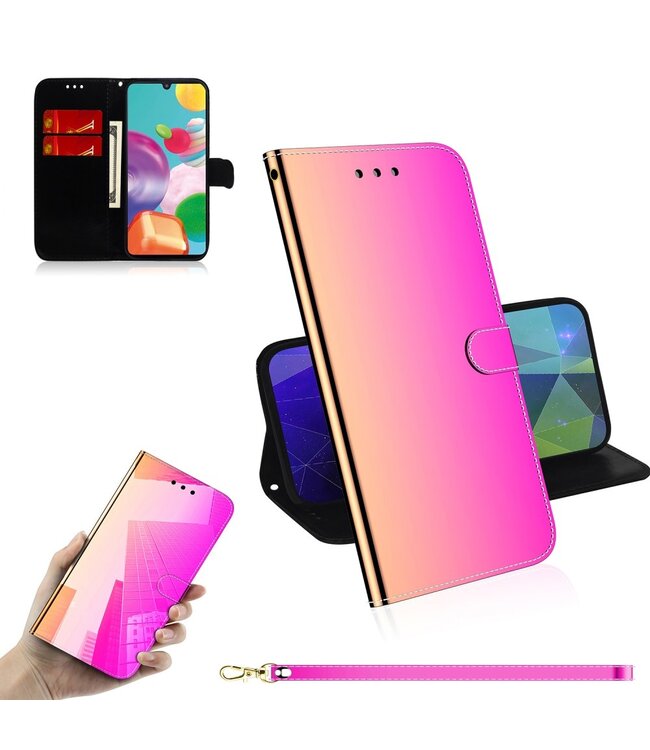 Roze Spiegel Bookcase Hoesje voor de Samsung Galaxy A41