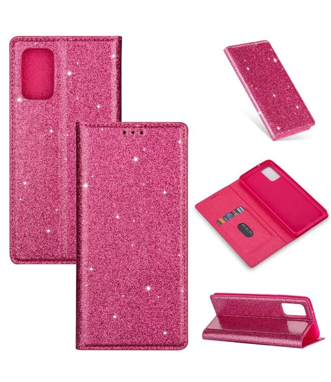 Roze Glitter Bookcase Hoesje voor de Samsung Galaxy A41