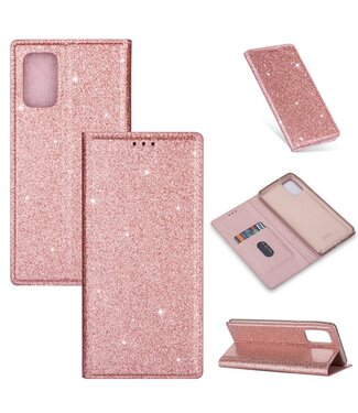 Rosegoud Glitter Bookcase Hoesje Samsung Galaxy A41