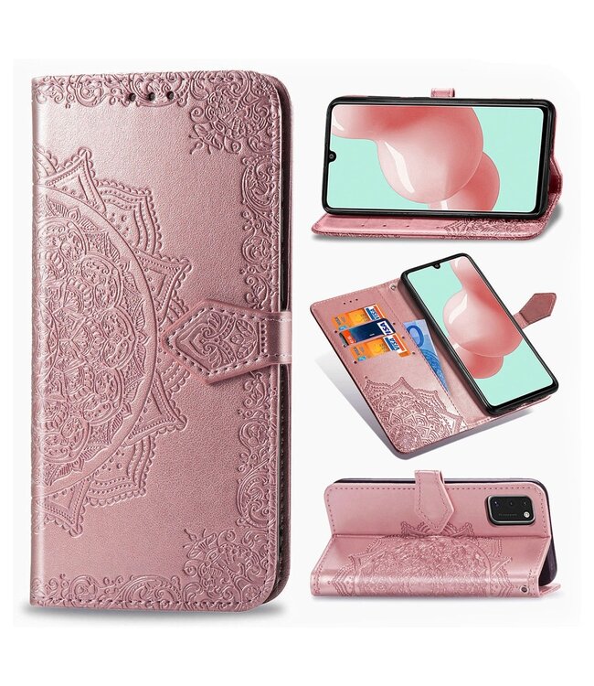 Rosegoud Mandala Bloem Bookcase Hoesje voor de Samsung Galaxy A41