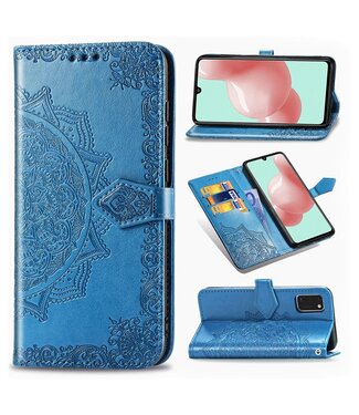 Blauw Mandala Bloem Bookcase Hoesje Samsung Galaxy A41