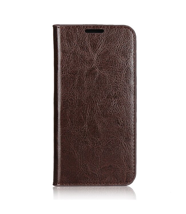 Bruin Genuine Lederen Bookcase Hoesje voor de Samsung Galaxy A41