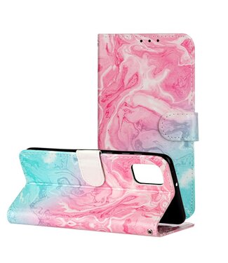 Roze / Blauw Marmer Bookcase Hoesje Samsung Galaxy A41