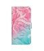 Roze / Blauw Marmer Bookcase Hoesje voor de Samsung Galaxy A41