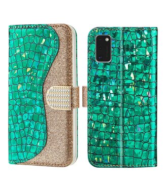 Turquoise Bling Bling Bookcase Hoesje Samsung Galaxy A41