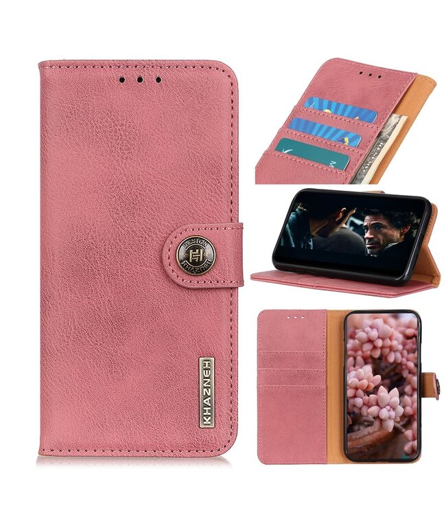 Khazneh Roze Wallet Bookcase Hoesje voor de Samsung Galaxy A31