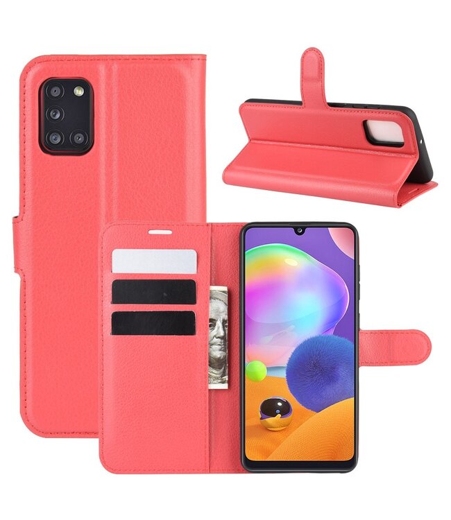 Rood Litchee Bookcase Hoesje voor de Samsung Galaxy A31