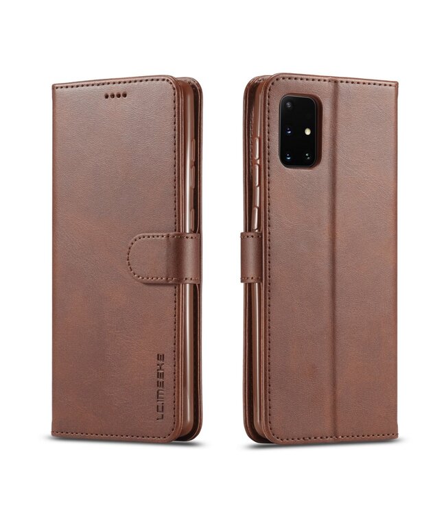 LC.IMEEKE Bruin Wallet Bookcase Hoesje voor de Samsung Galaxy A31