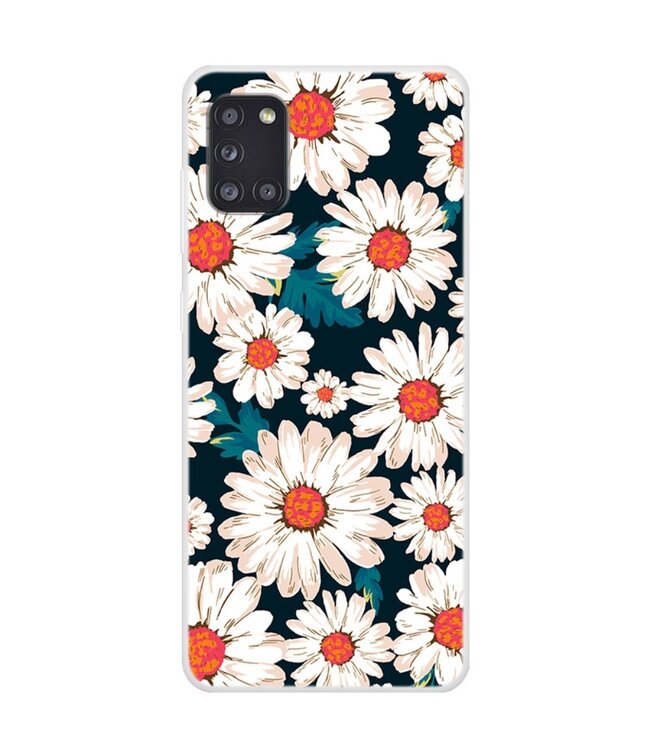 Witte Bloemen TPU Hoesje voor de Samsung Galaxy A31