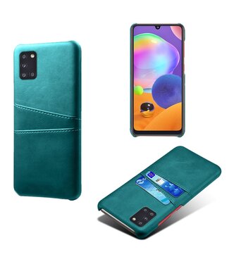 Turquoise Pasjeshouder Faux Lederen Hoesje Samsung Galaxy A31