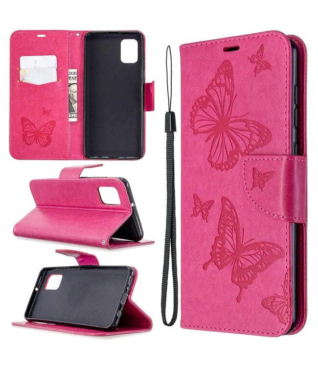 Roze Vlinder Bookcase Hoesje voor de Samsung Galaxy A31