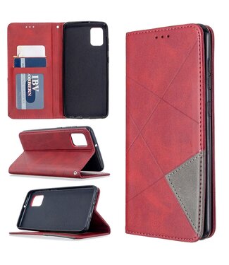 Rood Geometrisch Bookcase Hoesje Samsung Galaxy A31