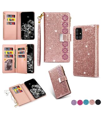 Rosegoud Glitter Bookcase Hoesje Samsung Galaxy A31