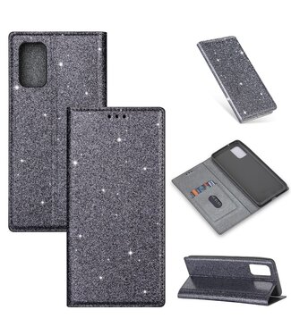 Grijs Glitter Bookcase Hoesje Samsung Galaxy A31