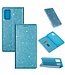 Blauw Glitter Bookcase Hoesje voor de Samsung Galaxy A31